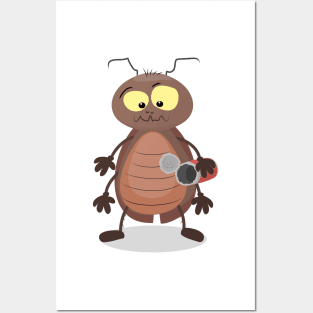 Funny cute cockroach cartoon characte Posters and Art